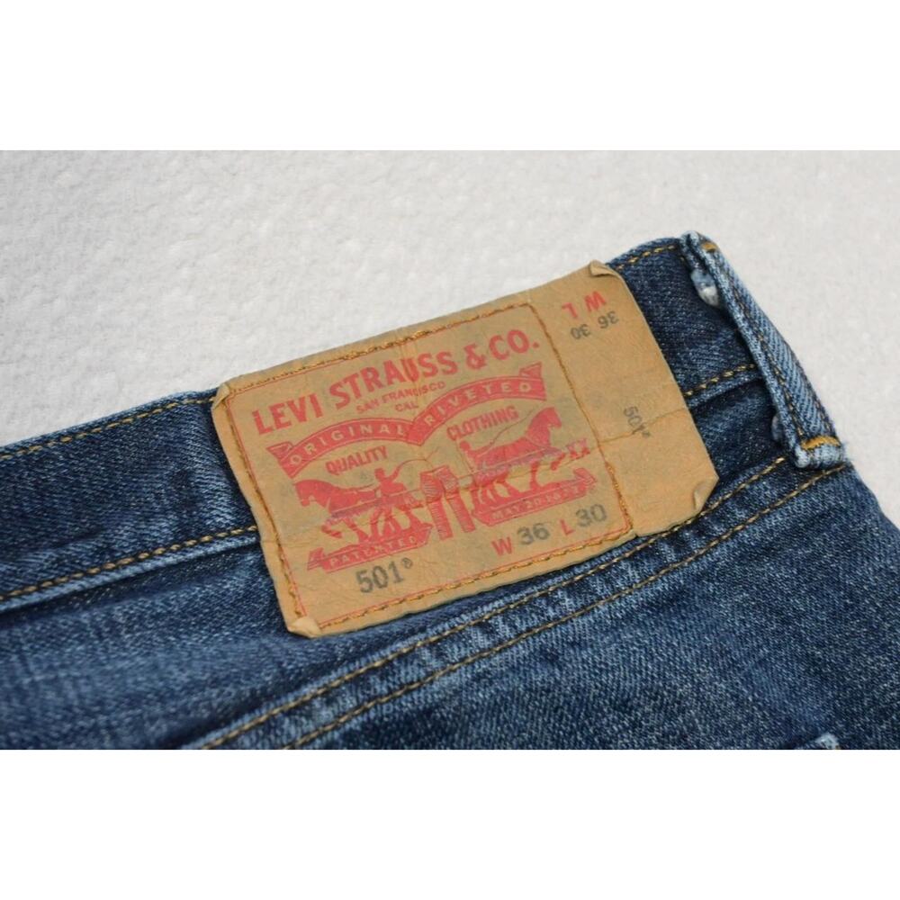 Vintage Levis 501 Double‎ XX Straight Rugged Button Fly Jeans Mens Sz 36 x 30